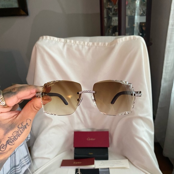 Cartier Blue Wood Frames W/ Brown Lens - Picture 3 of 5